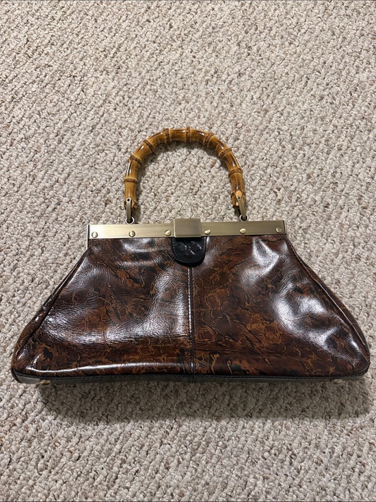 Patricia Nash Handbags - Patricia Nash Distressed Brown Leather Shoulder Bag with Bamboo Handles